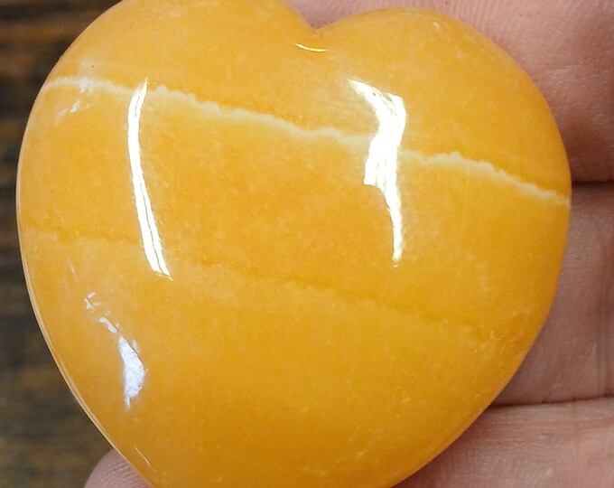 Orange Calcite-45 mm-Puff-Heart-Gift-Yourself-Friends-Family -Loved One