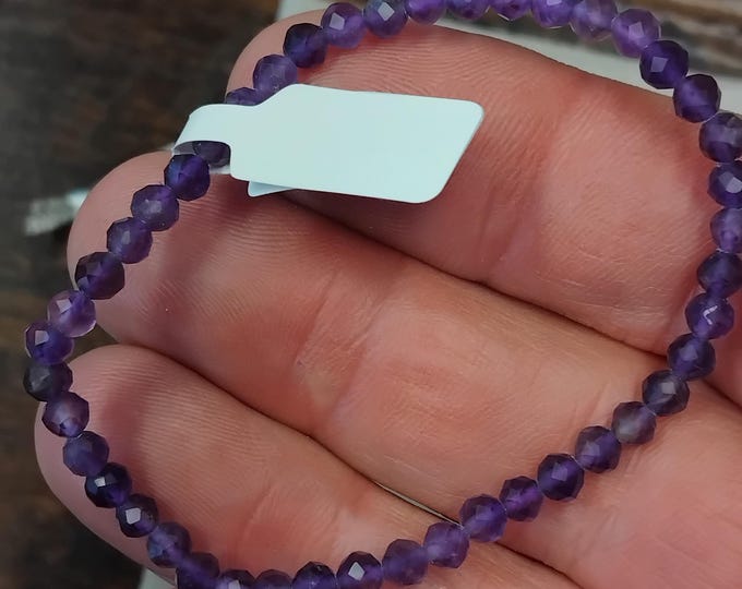 Amethyst- AAA Grade- Faceted- 4 mm- Bracelet-Gift-Yourself-Friends-Family-Loved One