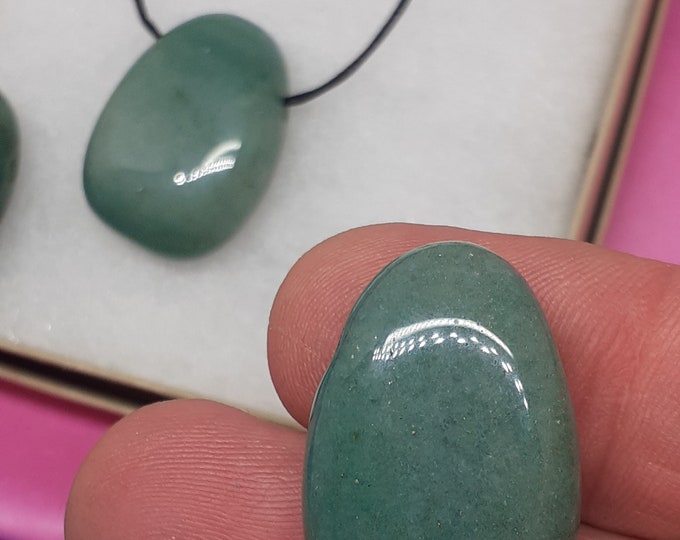 Green Aventurine -Pendant- Black Cord - Gift-Yourself- Friends-Family-Loved One-Gift Box