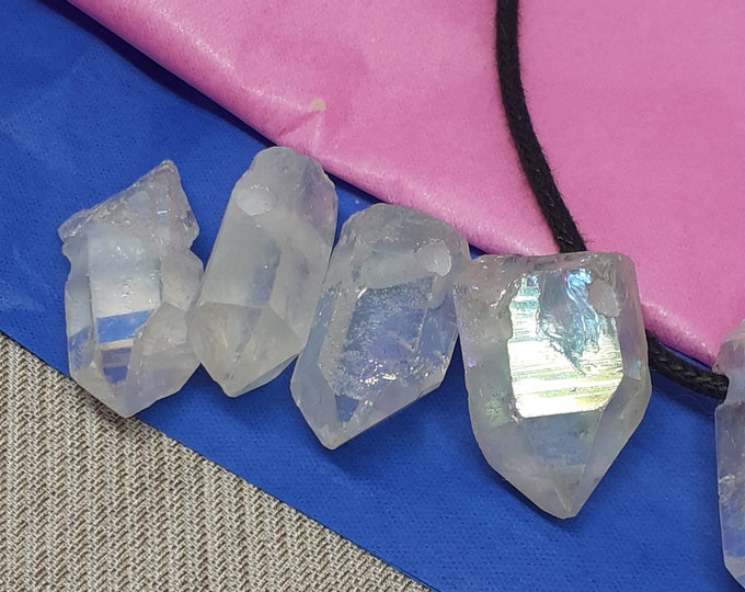 Natural Crystal Angel Aura -Pendant- Black Cord - Gift-Yourself- Friends-Family-Loved One-Gift Box