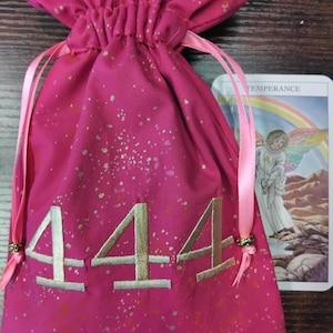 Deluxe Tarot Karten Tasche, gefütterte Tasche, handgefertigte Stickerei- Engel Zahlen-Tibetanische Silberperlen-Neues Design
