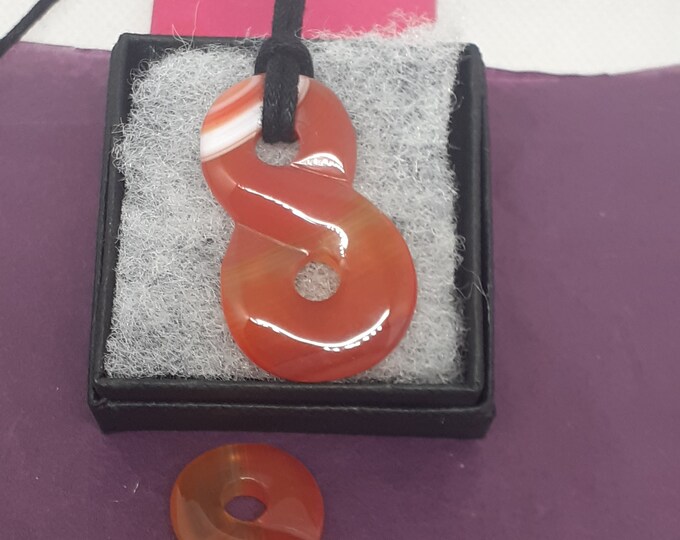 Eternity-Carnelian- Pendant- Black Cord- Gift Box- Gift-Yourself- Friends-Family-Loved One-Gift Box