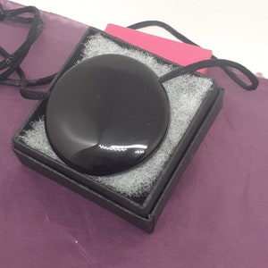Black Mirror Obsidian Pendant-Round-  40 mm -Black Cord-Creativity-stone of prosperity- PROTECTION-NEW- Gift Box