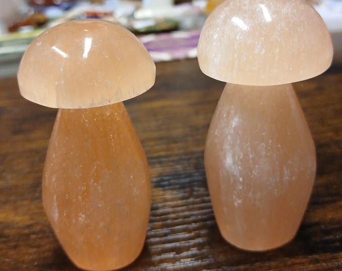 Selenite-Mushroom-Peach-6 cm-Gift-Yourself-Friends-Family-Loved One