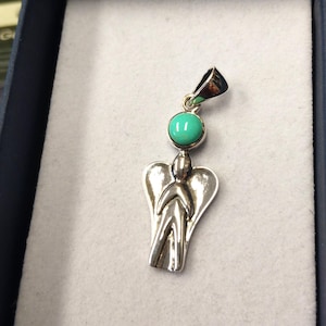 Pendant -Sterling Silver 925 Pendant Guardian Angel The &quot;Goddess Collection&quot; - 25 mm -Turquoise