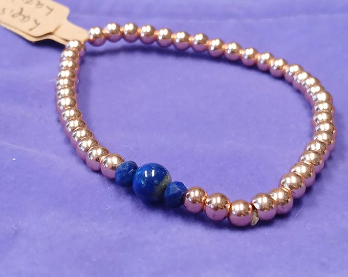 Hematite-Lapis Lazuli-Rose Gold Plated-Bracelet-Gift-Yourself-Friends-Family-Loved One