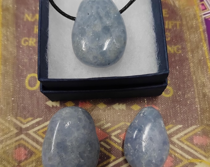 Blue Calcite - Pendant- Black Cord - Gift-Yourself- Friends-Family-Loved One-Gift Box