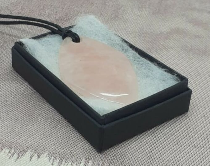 Rose Quartz Kite Drop Pendant- Black Cord-powerful and protective stone- Perfect gift for yourself- a friend or a Loved one