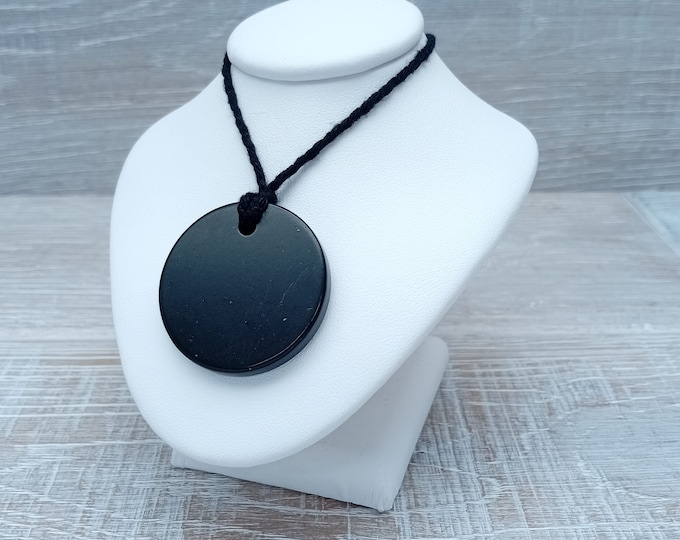 Shungite -35 mm Disc Pendant- Black Cord- Perfect gift for yourself- a friend or a Loved one