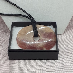 Strawberry Quartz Agogo Pendant with Black Cord (60mm)