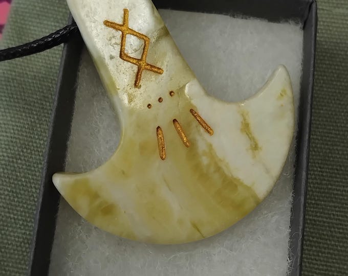 Iona Marble-Axe-Pendant- Black Cord- Gift-Yourself- Friends-Family-Loved One-Gift Box
