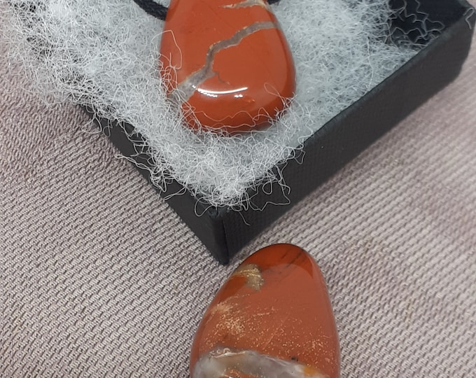 Brecciated Jasper - Pendant- Black Cord - Gift-Yourself- Friends-Family-Loved One-Gift Box