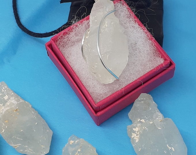 Sceptre Quartz Pendant- Wire Wrapped-Black Cord-Gift for Yourself- Friend-Loved One-Gift Box