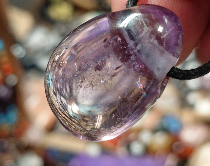 Amethyst Point Pendant: Protective Crystal on Black Cord
