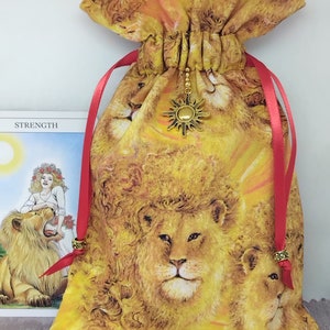 Bolsa de luxo para cartas de tarô, bolsa forrada, feita à mão-leão-encanto-contas de prata tibetana-novo design