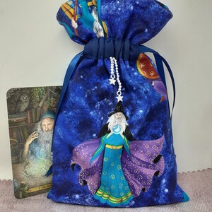 Deluxe Tarot Karten Tasche, gefütterte Tasche, handgefertigter Zauberer- Charm-Tibet-Silberperlen-Neues Design