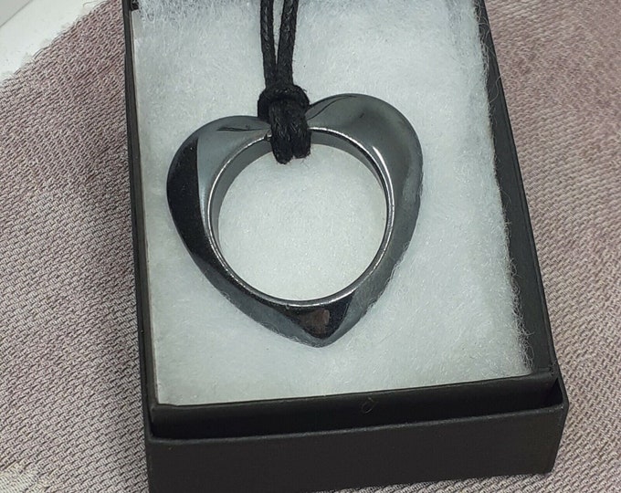 35 mm Heart shaped Hematine Pendant - Pendant- Black Cord - Gift-Yourself- Friends-Family-Loved One-Gift Box
