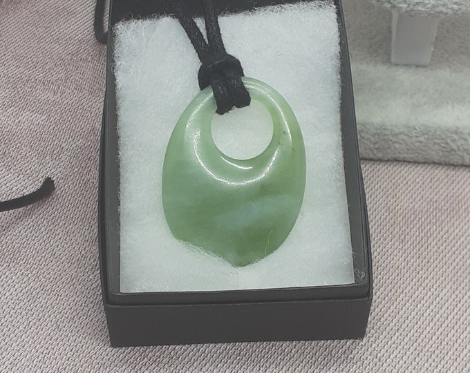 New Jade - Pendant  40 mm x 30 mm Black Cord- Gift Box- Gift Yourself- Friend- Family -Loved One