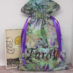 Deluxe Tarot Karten Beutel Tasche, gefütterter Beutel, handgefertigte - Stickerei - TAROT Be- Tibetische Silberperlen - Neues Design