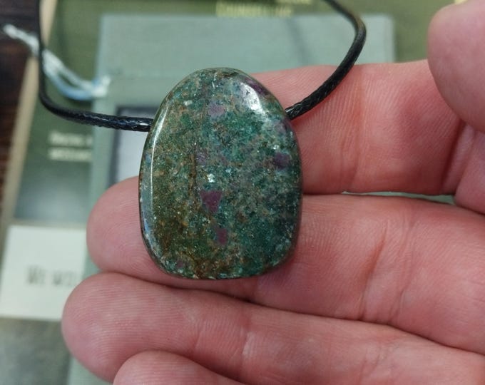 Ruby Fuschite- Pendant- Black Cord - Gift-Yourself- Friends-Family-Loved One-Gift Box