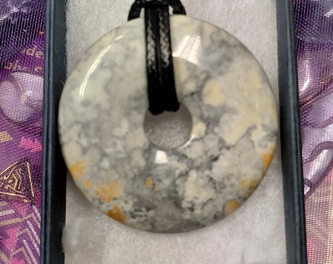 Maligano Jasper Donut -40 mm-  Black Cord-“Rebirth”  NEW- Gift Box