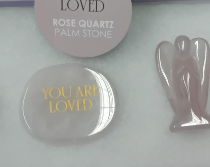 Rose Quartz- Gift Set-Boxed-You are Loved-Palmstone-You are Loved Stone- Angels-Small-Medium-Gift Yourself-Friends-Family-Loved One