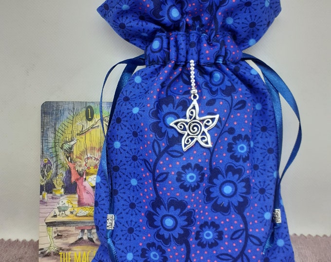 Deluxe Tarot cards pouch Bag, lined pouch, handmade -Flower- Charm- Beads- New Design
