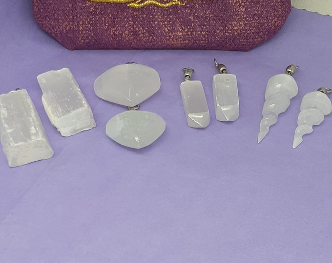 Selenite-Black cord-Pendant-Gift-Yourself- Friends-Family-Loved One-Gift Box