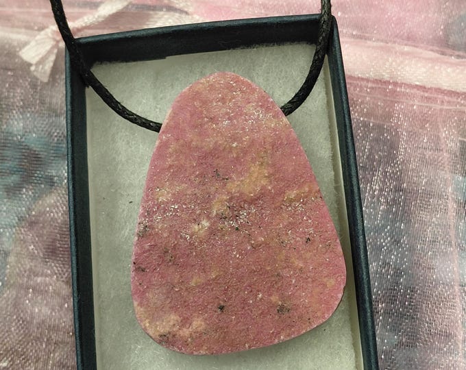 Cabochon Cobalt Calcite-Pendant- Black Cord - Gift-Yourself- Friends-Family-Loved One-Gift Box