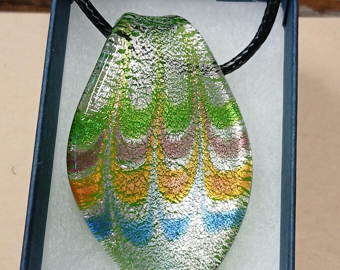 Hand Blown Colourful Glass Pendant - Pendant- Black Cord - Gift-Yourself- Friends-Family-Loved One-Gift Box