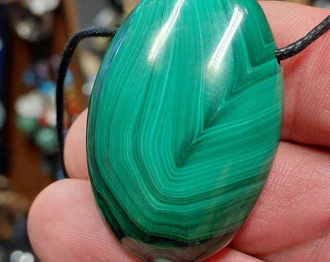 Malachite-Soapstone-Pendant- Black Cord - Gift-Yourself- Friends-Family-Loved One-Gift Box