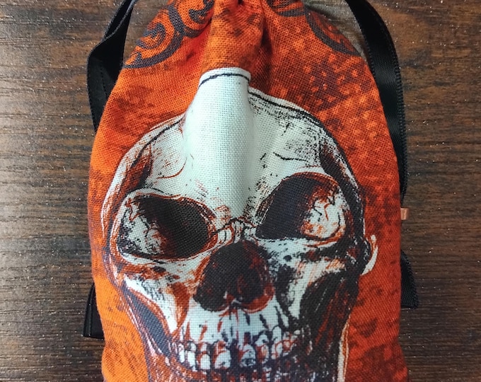 Velvet and Skull Bag, lined pouch, handmade -Tibetan Silver Beads- New Design