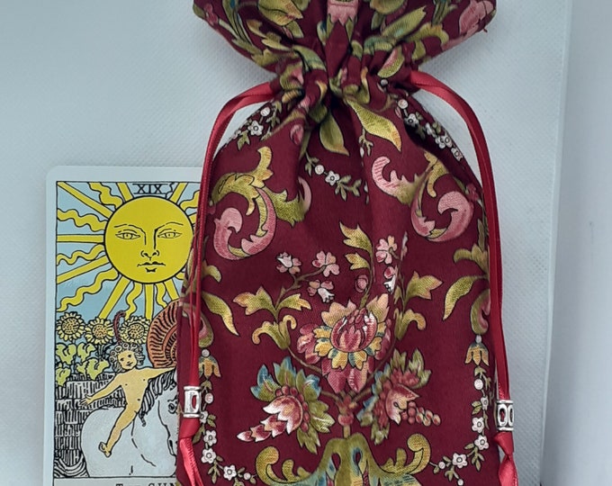Super Slim-Deluxe Tarot cards pouch Bag, lined pouch, handmade - Tibetan Silver Beads- New Design