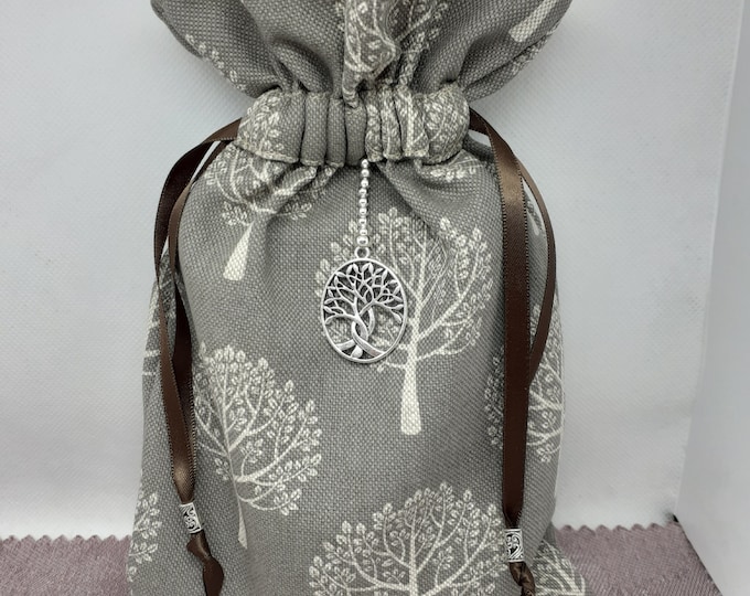 Deluxe Tarot cards pouch Bag, lined pouch, handmade -Tree of life- Charm- Beads- New Design