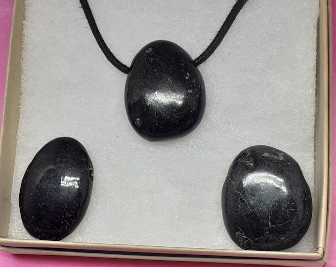 Black Tourmaline -Pendant- Black Cord - Gift-Yourself- Friends-Family-Loved One-Gift Box