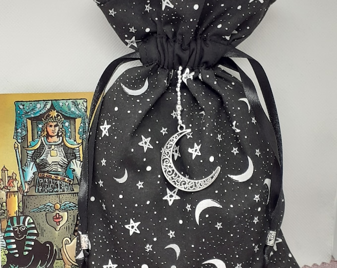 Deluxe Tarot cards pouch Bag, lined pouch, handmade -Tibetan Silver Beads- New Design