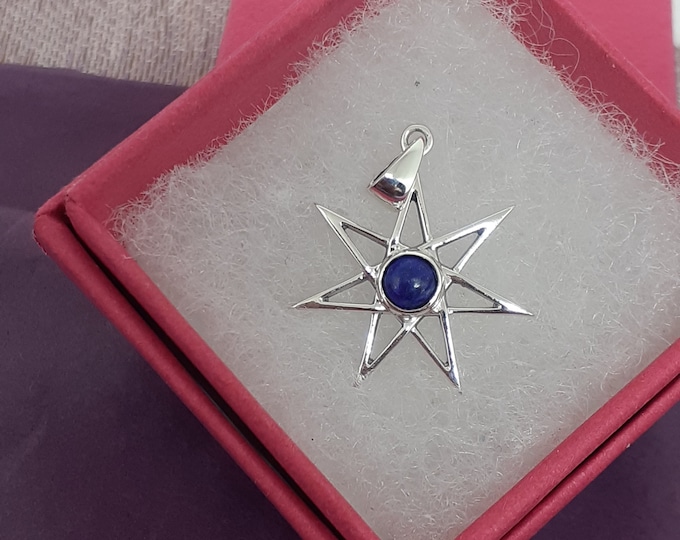 Lapis Lazuli Fairie 7 Pointed Star Pendant- Sterling Silver 925  "Goddess Collection"- Lovely Gift- Yourself- Friends- Family-Loved One