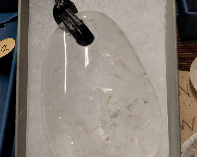 Clear Quartz - Pendant- Black Cord - Gift-Yourself- Friends-Family-Loved One-Gift Box