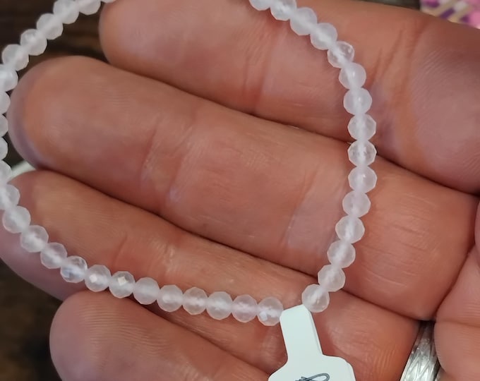 Rose Quartz- A Grade- Faceted- 4 mm- Bracelet-Gift-Yourself-Friends-Family-Loved One