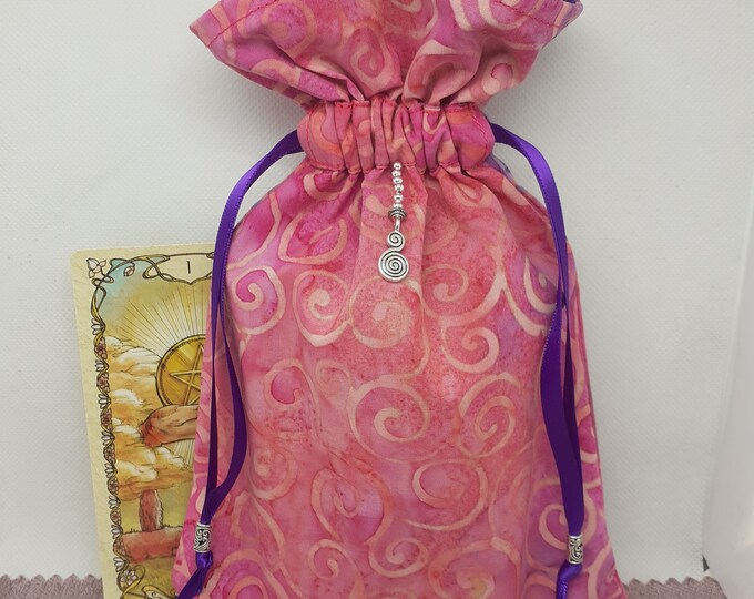 Deluxe Tarot cards pouch Bag, lined pouch, handmade -Swirls- Charm- Beads- New Design