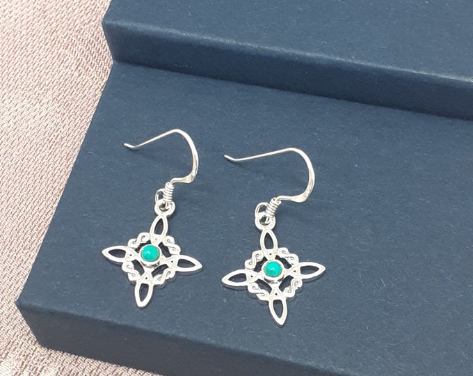 Turquoise Witches Knot -Earrings Sterling Silver 925 - New "Goddess Collection"- Lovely Gift