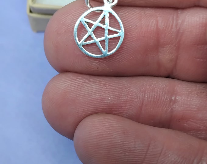 Pendant Sterling Silver 925 Small Pendant Pentagram "Goddess Collection"  10 mm- Organza Bag