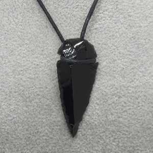 Black Obsidian - Arrowhead -Pendant- Black Cord -blocks psychic attack -Transformation- Gift-Yourself- Friends-Family-Loved One-Gift Box