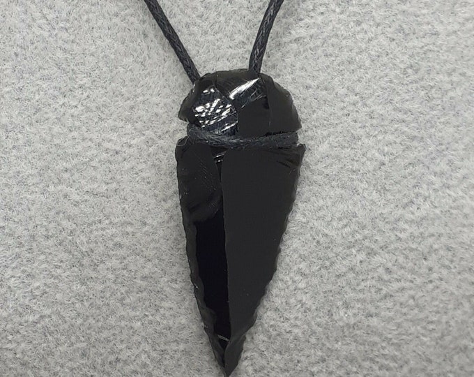 Black Obsidian - Arrowhead -Pendant- Black Cord -blocks psychic attack -Transformation- Gift-Yourself- Friends-Family-Loved One-Gift Box