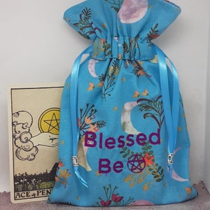Deluxe Tarot Karten Beutel Tasche, gefütterter Beutel, handgefertigt -Stickerei- Gesegnete Be-tibetische Silberperlen - Neues Design