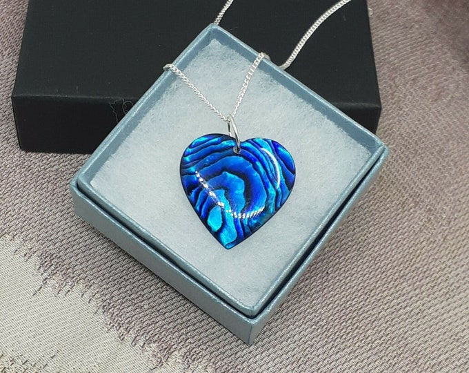 20 mm Heart shape Blue Abalone -Pendant- Gift Box- Gift-Yourself- Friends-Family-Loved One