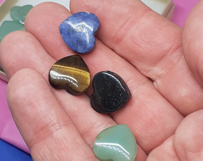 Hearts Small Various Gemstones -Pendant- Black Cord - Gift-Yourself- Friends-Family-Loved One-Gift Box