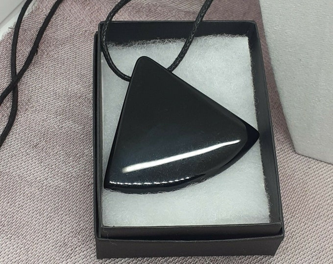 Black Agate-50 mm - Pendant - Pendant- Black Cord - Gift-Yourself- Friends-Family-Loved One-Gift Box