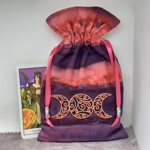Deluxe Tarot Karten Beutel Tasche, gefütterter Beutel, handgefertigt - Stickerei - verdreifachen Mond - tibetische Silberperlen - neues Design