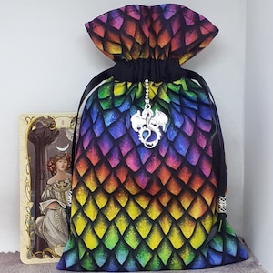 Deluxe Tarot Karten Tasche, gefütterte Tasche, handgefertigt - Charm-Tibetanische Silberperlen-Neues Design